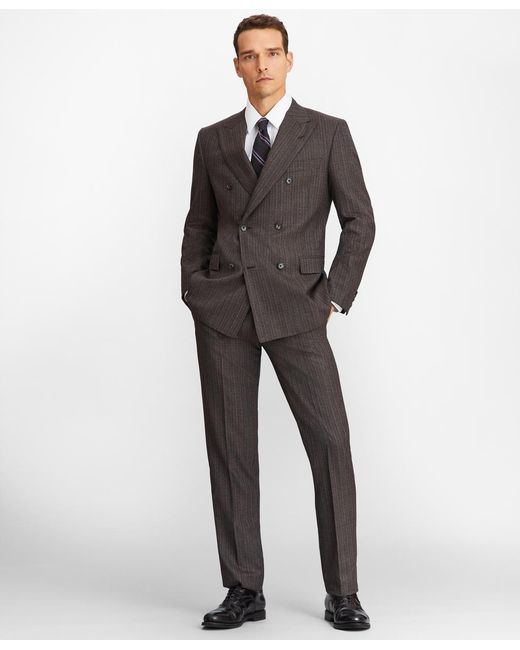 Brooks Brothers Brown Regent Fit Double-breasted 1818 Suit for men