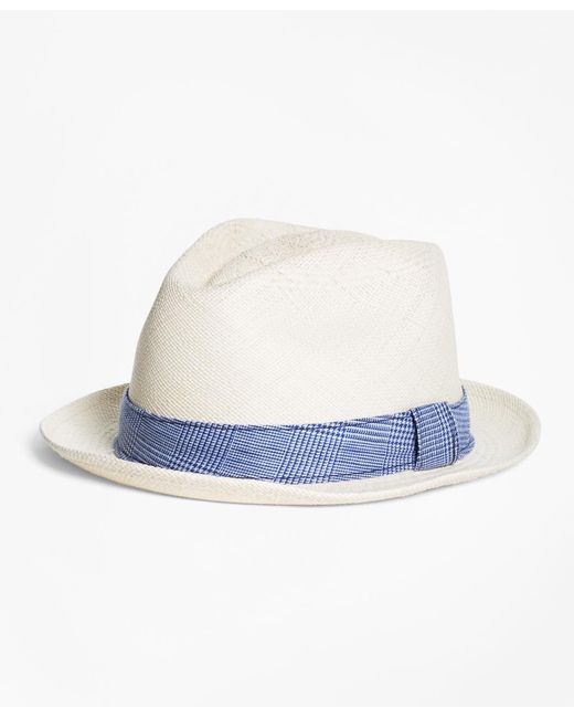 Brooks Brothers Blue Straw Block Hat for men