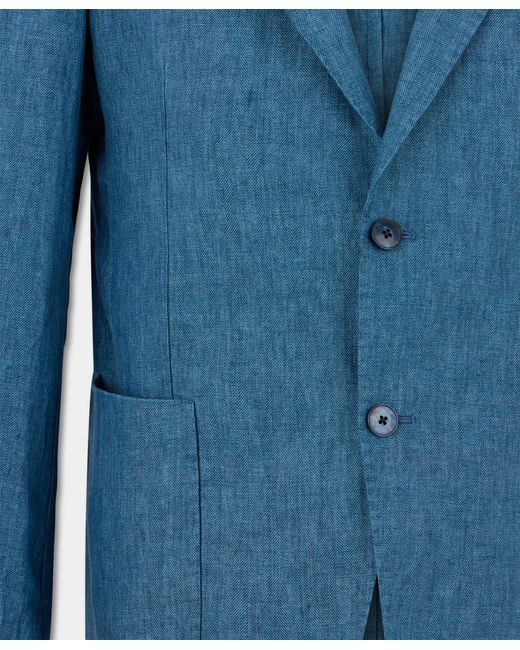 Brooks Brothers Blue Herringbone Linen Blazer for men
