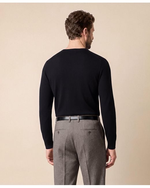 Brooks Brothers Black Merino Wool Crewneck Sweater for men