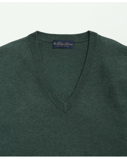 Brooks Brothers Green Big & Tall Supima Cotton V-neck Sweater for men