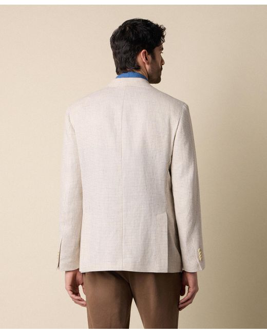 Brooks Brothers White Pied De Poule Linen-Wool Blazer for men