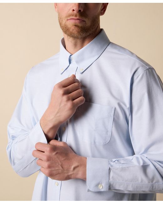 Brooks Brothers Blue Light Slim Fit Non-Iron Stretch Cotton Shirt With Button-Down Collar for men