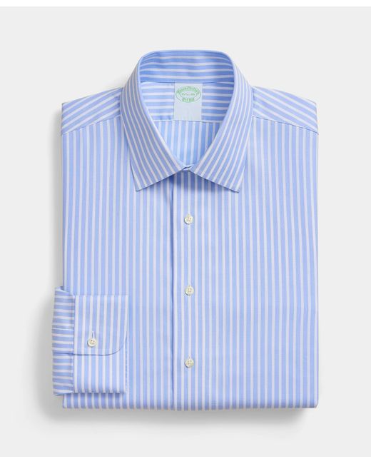 Brooks Brothers Blue Slim Fit Non-Iron Performance Shirt With Ainsley Collar for men