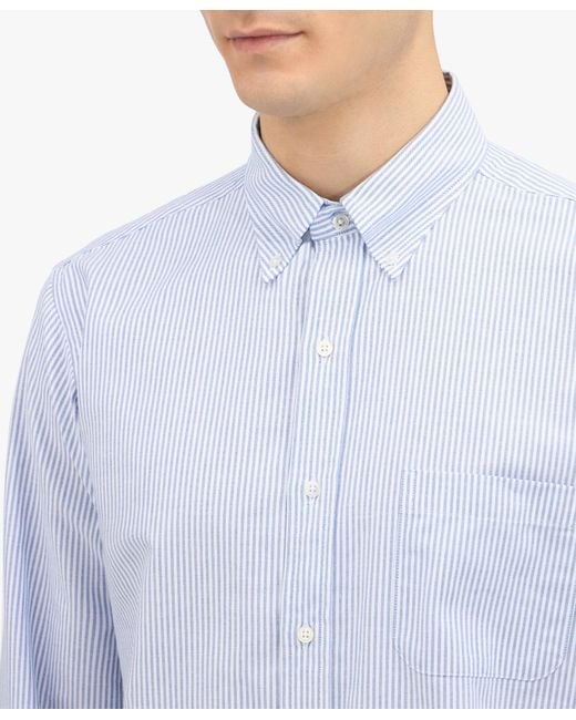 Blue Striped Regular Fit Us Oxford Cloth Dress Shirt With Button-down Collar Brooks Brothers de hombre