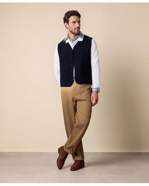 Brooks Brothers Blue Reversible Blackwatch Knit Vest for men