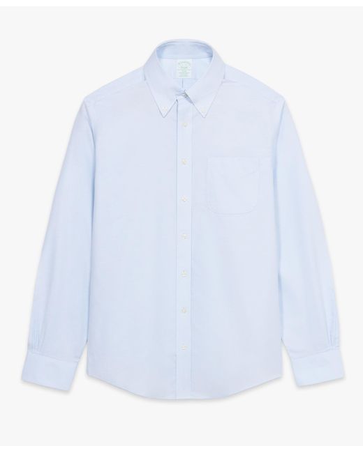 Brooks Brothers Blue Light Slim Fit Non-Iron Stretch Cotton Shirt With Button-Down Collar for men