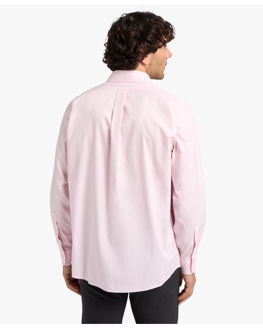 Brooks Brothers Pink Regular Fit Non-Iron Stretch Cotton Dress Shirt With Ainsley Collar for men