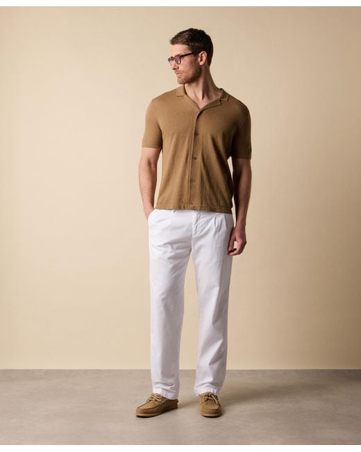 Brooks Brothers Brown Cotton-Linen Knit Polo Shirt for men