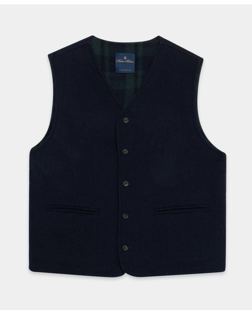 Brooks Brothers Blue Reversible Blackwatch Knit Vest for men
