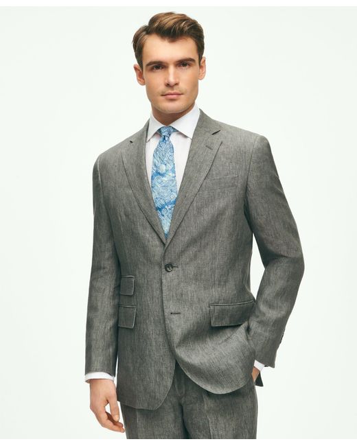 Brooks Brothers Gray Slim Fit Linen Suit Jacket for men