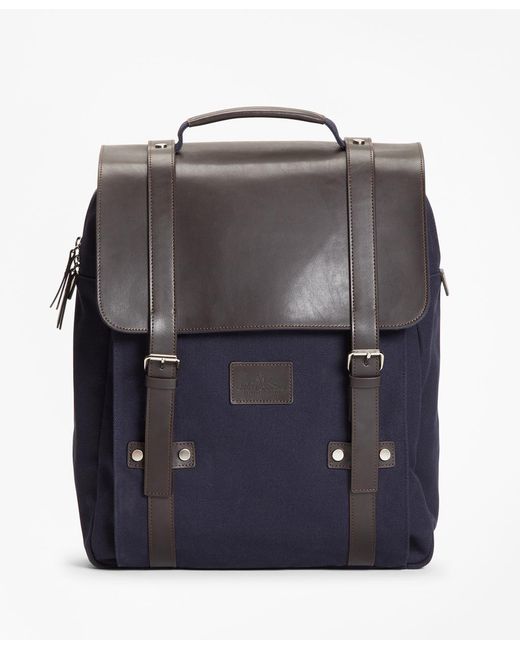 Brooks Brothers Blue Canvas Backpack for men