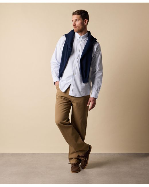 Brooks Brothers Blue Sptft Ni Oxf Stretch Classic Bngl Stp Ls for men