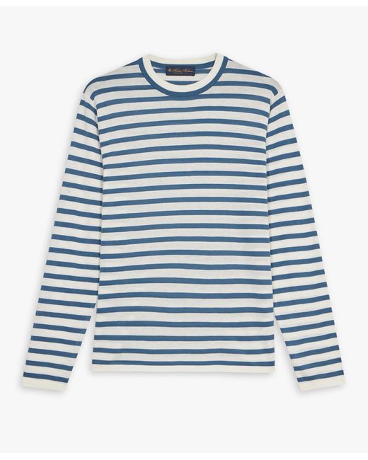 Light Blue Striped Crewneck Sweater di Brooks Brothers da Uomo