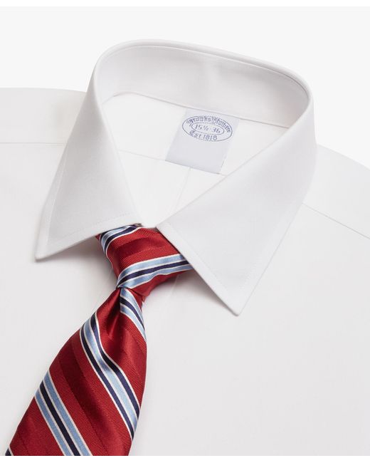 Brooks Brothers White Slim Fit Non-Iron Stretch Cotton Dress Shirt With Ainsley Collar for men