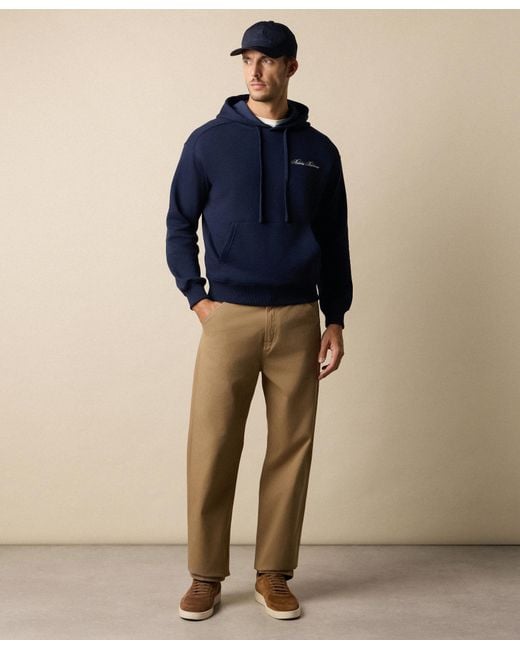 Brooks Brothers Blue Cotton Hoodie With Embroidered Logo for men