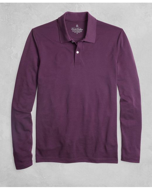 Brooks Brothers Purple Golden Fleece Brookstech Two-button Long-sleeve Polo Shirt for men