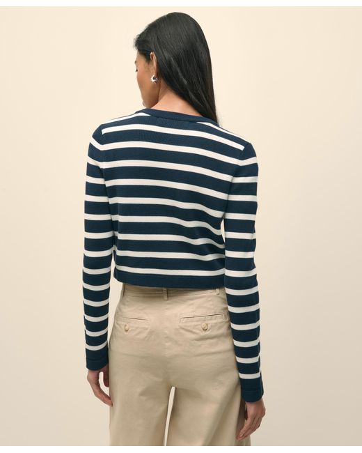 Brooks Brothers Blue Striped Cotton Knit With Buttons