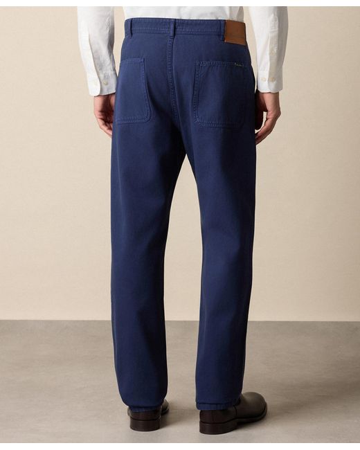 Brooks Brothers Blue Stretch Cotton Gabardine 5-Pocket Pant for men