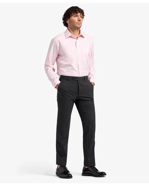 Brooks Brothers Pink Regular Fit Non-Iron Stretch Cotton Dress Shirt With Ainsley Collar for men
