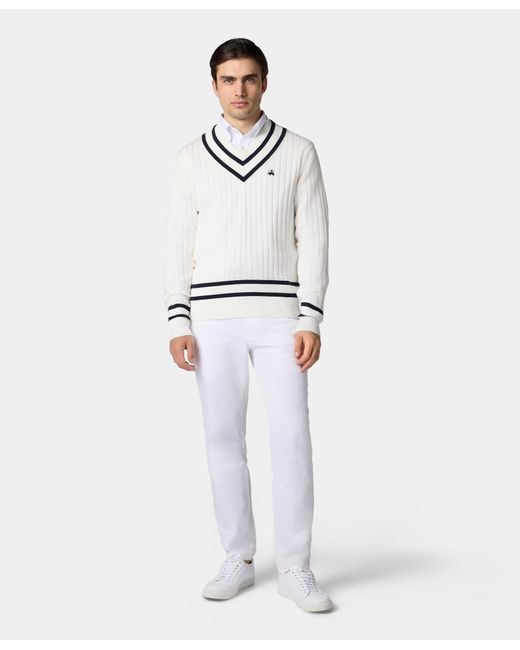Brooks Brothers Regular Fit Stretch-Baumwoll-Gabardine Comfort Chin in White für Herren