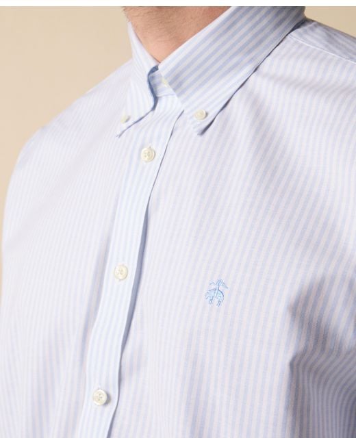 Brooks Brothers Blue Sptft Ni Oxf Stretch Classic Bngl Stp Ls for men