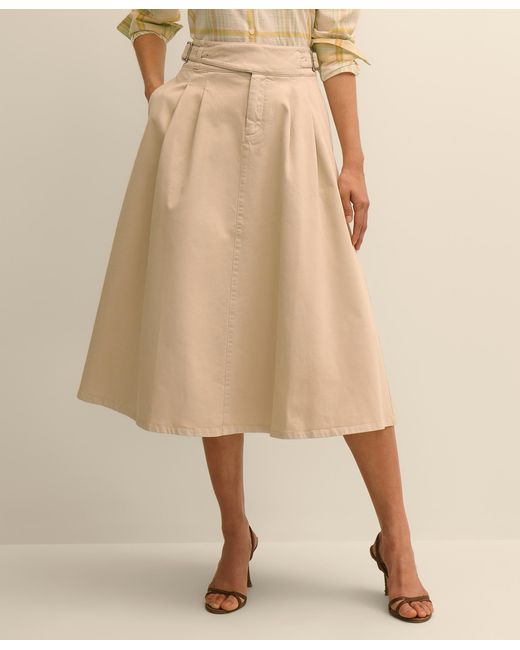 Brooks Brothers Natural Belted Skirt With Pleats