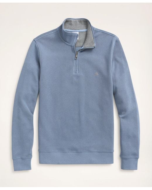 Brooks Brothers Ribbed French Terry Half-zip in Blue for Men | Lyst