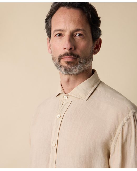 Brooks Brothers Natural Regular Fit Linen Shirt With Spread Collar for men