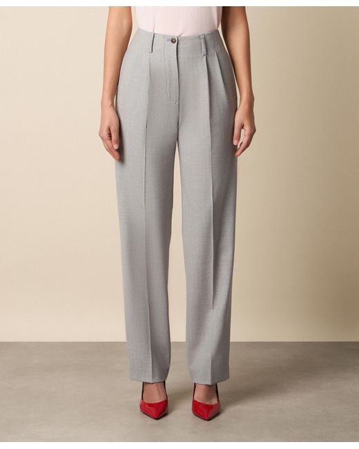 Brooks Brothers Gray Wool Blend Stretch Pleated Trousers