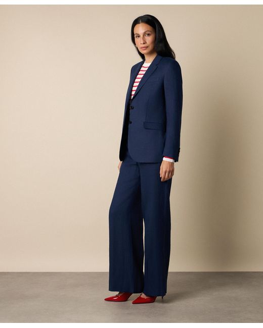 Brooks Brothers Blue Plain Linen Blazer