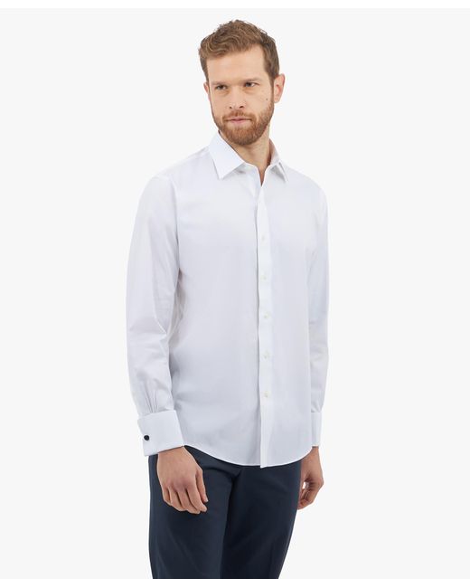 Brooks Brothers White Slim Fit Non-Iron Oxford Pinpoint Shirt With Ainsley Collar for men