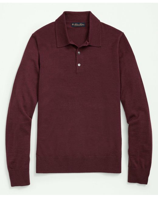 Brooks Brothers Red Fine Merino Wool Sweater Polo for men