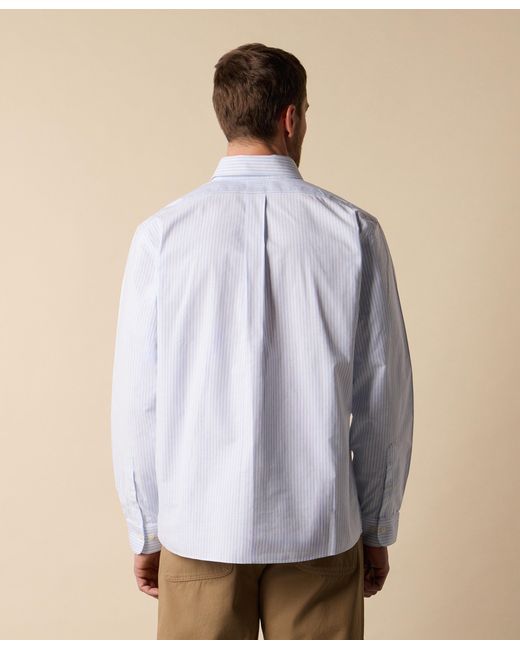 Brooks Brothers Blue Sptft Ni Oxf Stretch Classic Bngl Stp Ls for men