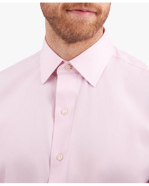 Brooks Brothers Pink Light Regular Fit Non-Iron Stretch Supima Cotton Pinpoint Oxford Cloth Dress Shirt With Ainsley Collar for men