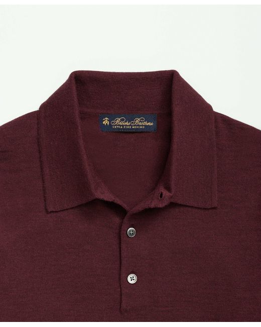 Brooks Brothers Red Fine Merino Wool Sweater Polo for men