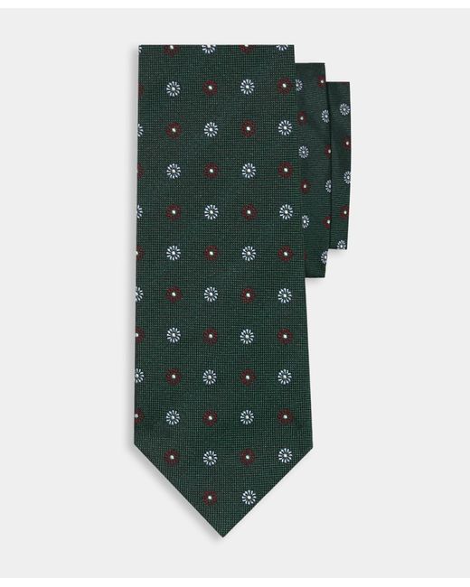 Brooks Brothers Green Micro Flower Silk Tie for men