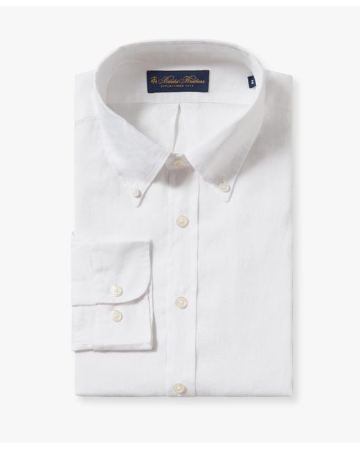 Brooks Brothers Weißes Button-down-freizeithemd Aus Leinen in White für Herren