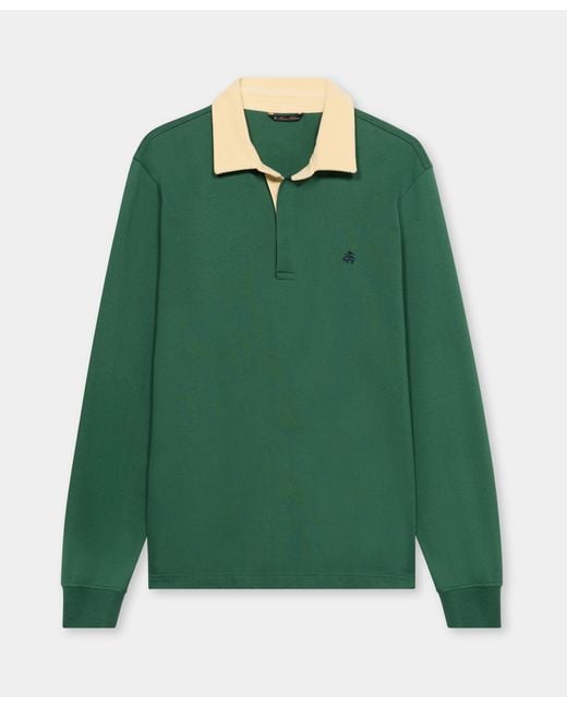 Brooks Brothers Green Rugby Polo With Corduroy Collar for men