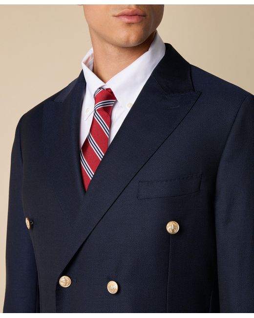 Brooks Brothers Blue Virgin Wool Hopsack Double-Breasted Jacket for men