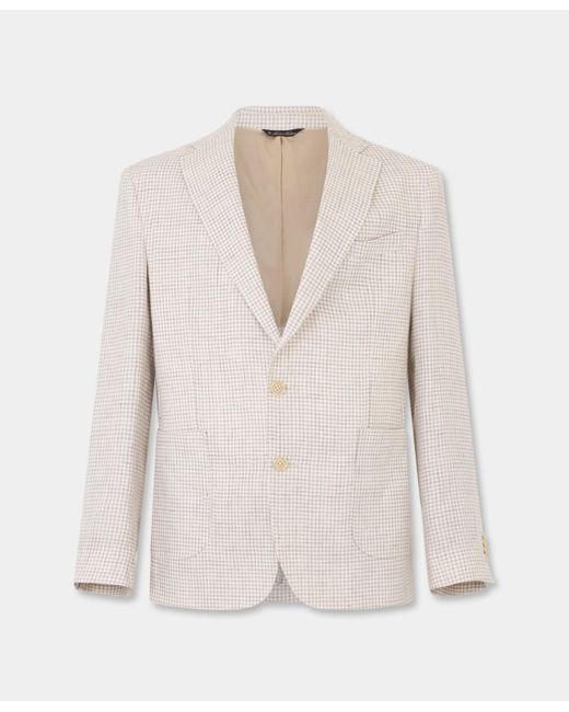 Brooks Brothers White Pied De Poule Linen-Wool Blazer for men