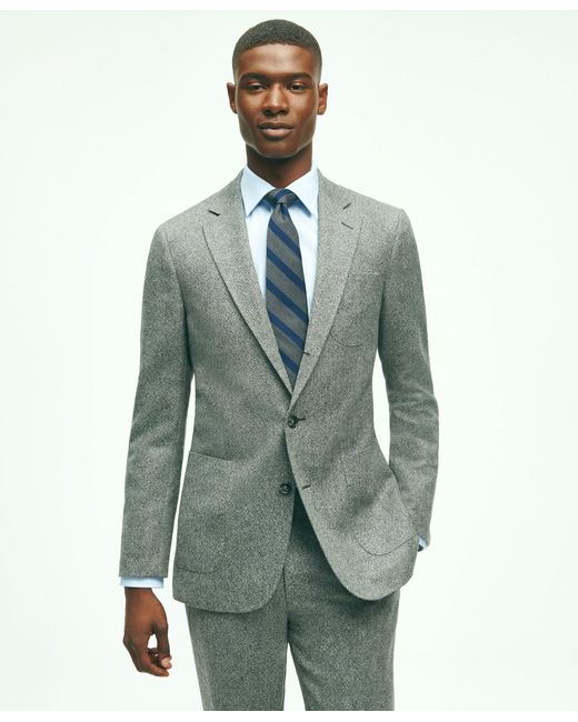 Brooks Brothers Slim Fit Wool Tweed Patch Pocket Suit Jacket in Green