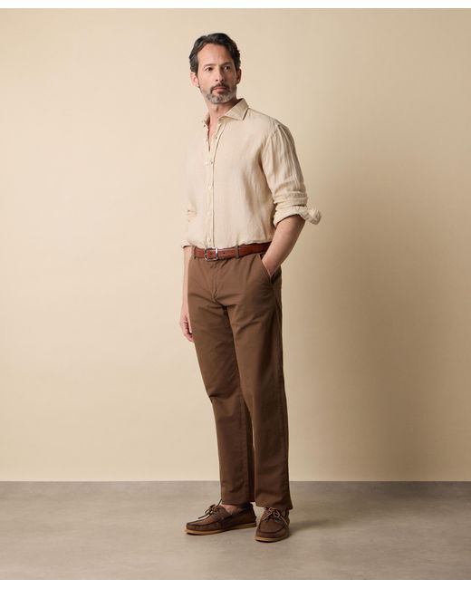 Brooks Brothers Natural Regular Fit Linen Shirt With Spread Collar for men
