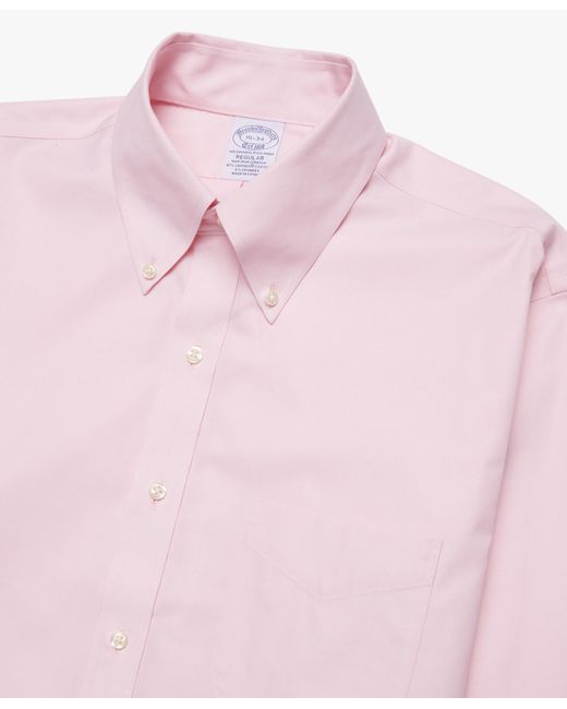 Brooks Brothers Pink Regular Fit Non-Iron Supima Oxford Pinpoint Shirt With Button Down Collar for men