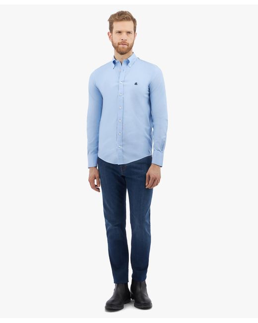 Brooks Brothers Blue Slim Fit Oxford Pinpoint Non-Iron Button Down Shirt for men