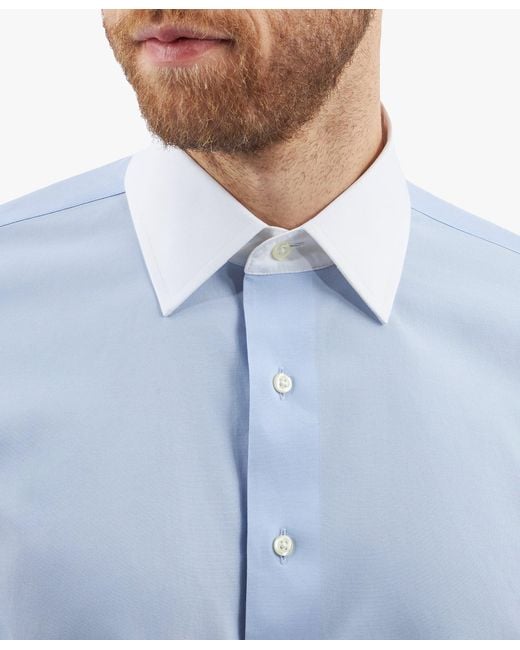 Brooks Brothers Blue Light Slim Fit Non-Iron Stretch Supima Cotton Pinpoint Oxford Cloth Dress Shirt With Ainsley Collar for men