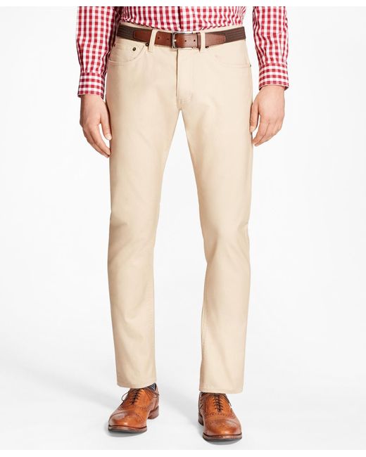 Brooks Brothers Cotton Five-pocket Selvedge Twill Pants in Khaki ...