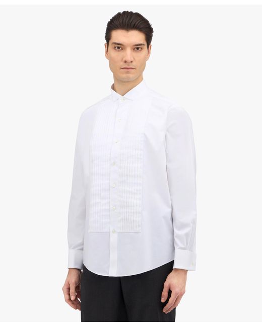 White Regular Fit Supima Cotton Formal Dress Shirt With Wing Collar Brooks Brothers de hombre