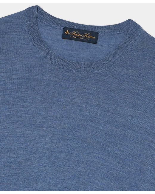 Brooks Brothers Blue Merino Wool Crewneck Sweater for men