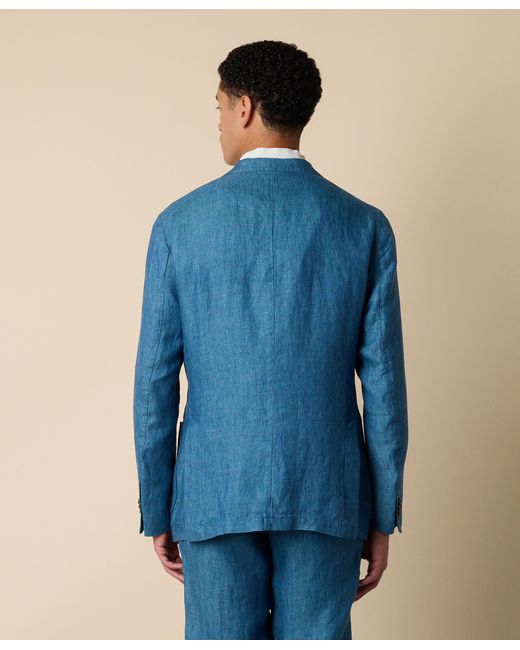 Brooks Brothers Blue Herringbone Linen Blazer for men